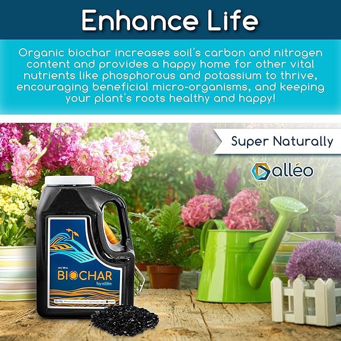 Superchar - Premium Charcoal Soil Amendment - 128oz & 24oz High-Yield Organic Fertilizer Supplement - All Natural Enhancer for Garden and Potting Soil - Stimulates Plants Growth- 128oz & 24oz