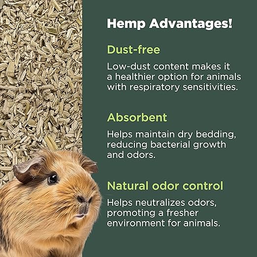Hemp Chicken and Animal Bedding 8 Lbs of Natural Ground Hurds - Super Absorbent- DUST Free- for Your Chickens, Horse, Rabbit, Reptile, Hamster, Cage Coop or CAT Litter - USA Grown - Carbon Negative