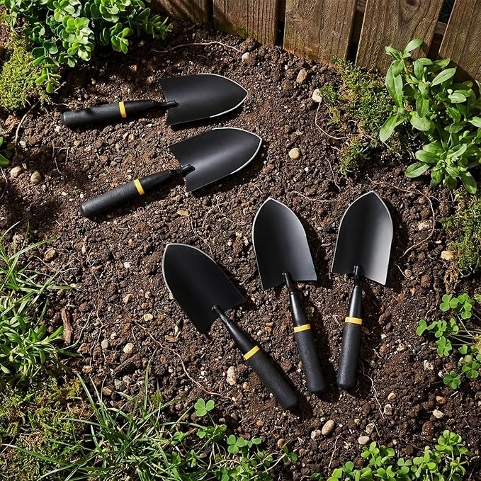 8 Pcs Garden Hand Trowel Heavy Duty Carbon Steel Garden Shovels Tools with Resin Rubberized Handle for Camping, Digging, Soil Planting, Transplanting, Lawn Yard Farm (Broad Shovels)