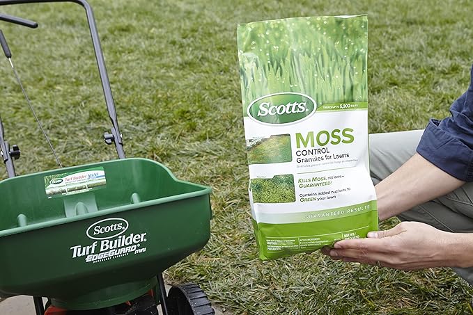 Scotts Moss Control Granules for Lawns, Contains Nutrients to Green Grass, 18.37 lb.