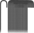 20 Pieces 12-Inch Garden Ground Stakes Galvanized Steel J Shape Hook Rebar Stakes - Heavy Duty Ground Anchors for Tents, Position Kits,Fences, and Trampolines