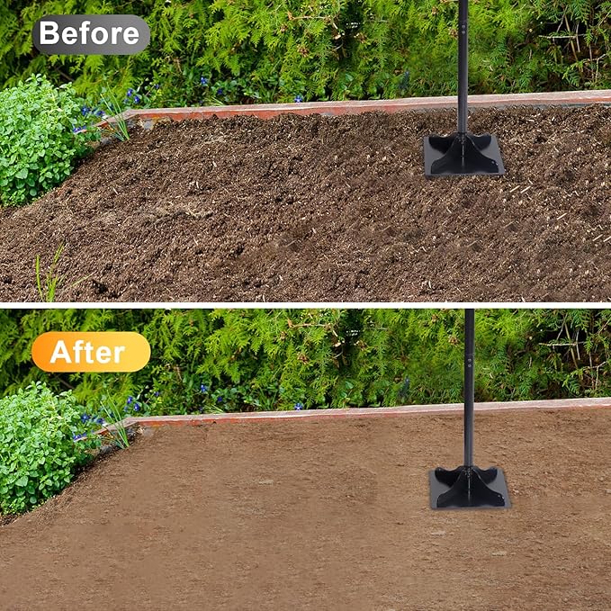 Acostop Heavy-Duty Steel Tamper, 10x10 Inch Laborsaving Ergonomic Hand Soil Tamper, Garden Landscaping Tool for Ground & Gravel Leveling Dirt Compactor, 48 Inches Total