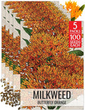 Seed Needs Orange Milkweed Seeds for Planting Butterfly Weed - Heirloom & Untreated Perennial Flower Seed to Grow a Monarch Butterfly Garden (5 Packs)