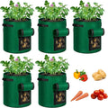 VIVOSUN 5-Pack 10 Gallon Potato Grow Bags for Growing Potatoes, Fabric Potato Pots with Handle and Roll-up Window, Potato Growing Containers Potato Planter Potato Planter for Growing Potatoes, Green