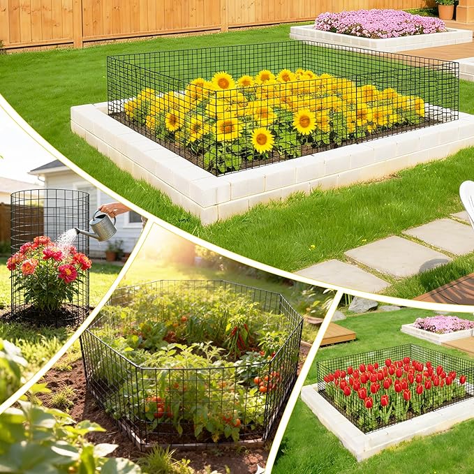 Nexum 30Pcs Plant Protectors from Animals – 16" x 12" Metal Tree Trunk Guards, Garden Plant Cloches & Expandable Plant Cages to Protect from Deer, Rabbits & Lawn Mowers