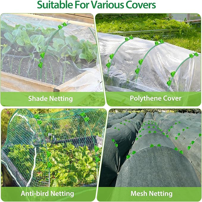 Unves 36 Pcs Garden Hoops, 6 Set of 8.4 Ft Long Fiberglass Garden Hoops for Raised Beds, Plant Stakes for Grow Tunnel Netting, Greenhouse Elevated Planting Shade Cover & Crop Row Bed Garden Stakes