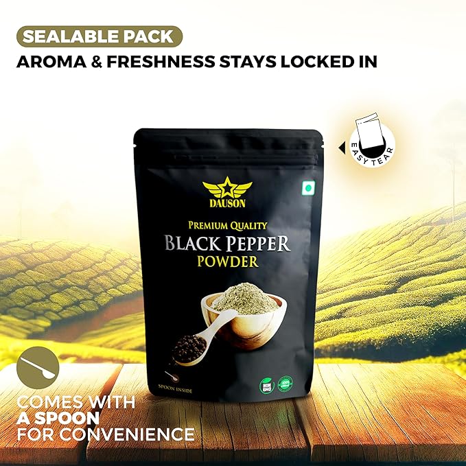 Black Pepper Powder for Cooking | Fine Powder Form,100% Pure, No Colors, No Additives | Kitchen Staple for Chefs, Home Cooks & Restaurants