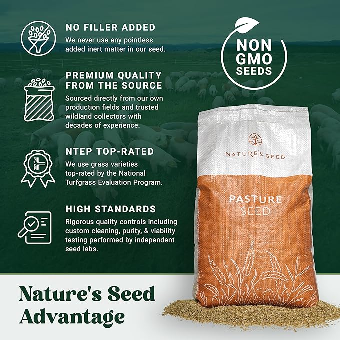 Nature’s Seed Pig Forage Mix, Pasture Grass Seed Blend, Wildlife Food Plot for Deer, Elk and More, 10 lbs