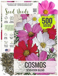 Seed Needs Cosmos Seeds for Planting Sensation Blend Cosmo - Heirloom & Open Pollinated Wild Flower Mixture - Colorful Flowers Make a Great Cut Flower and Attracts Butterflies & Pollinators (1 Pack)