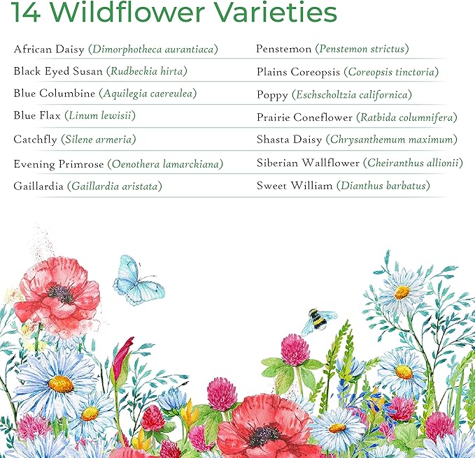 Created By Nature Wyoming Wildflower Seed Mix, 14 Flower Varieties, 53,000 Seeds