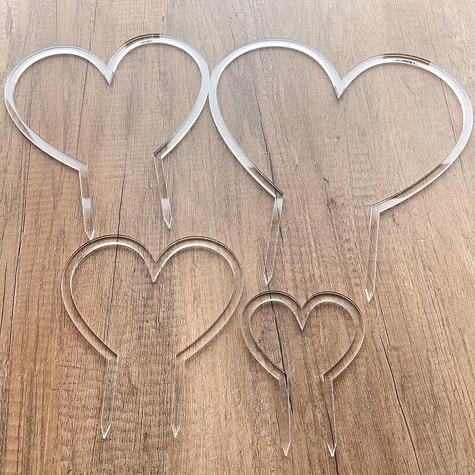 Heart Shape Super Clear Trellis, Hoya Trellis, Indoor Plant Trellis, Houseplant Trellis, Plant Gift, Plant Support and Growth (Set of 4)