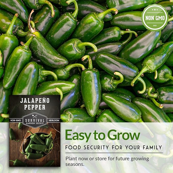 4 Variety Pack Pepper Seed Collection | Jalapeño, Serrano, Cubanelle & California Wonder | Heirloom Non-GMO Hot & Sweet Peppers | Survival Garden Seeds