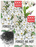 Seed Needs White Forget Me Not Seeds for Planting Myosotis Flowers - Heirloom & Open Pollinated Wildflowers to Plant an Outdoor Butterfly Garden to Attract Pollinators (2 Packs)