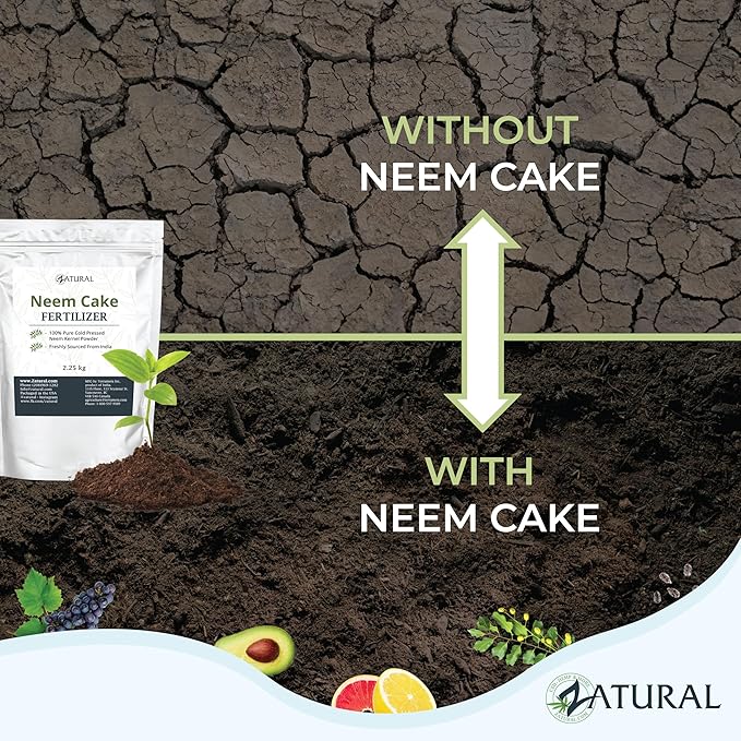 Zatural Natural Neem Cake Powder | Premium Organic Soil Conditioner & Plant Fertilizer | Azadirachta Indica Seed Meal (5 Pounds)