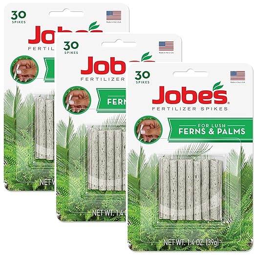 Jobe's Fern & Palm Fertilizer Spikes, 16-2-6 Time Release Fertilizer for Indoor Palm Plants, 3 Pack (30 Spikes per Each Package)