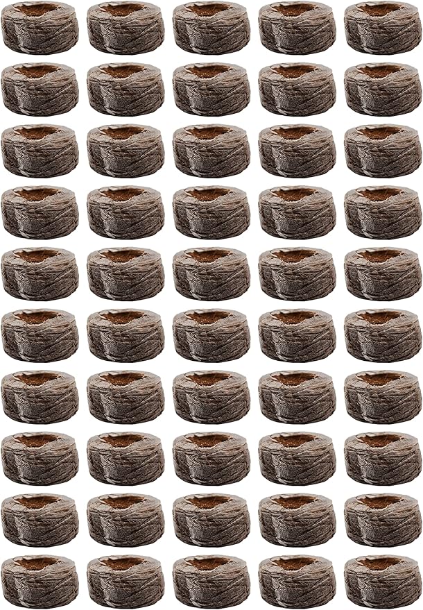Set of 50 Netted Coco Coir Pellets - 38mm - Seed Starter Pellets - Expands with Water - Provides Seeds with The Optimum Starting Soil (50)