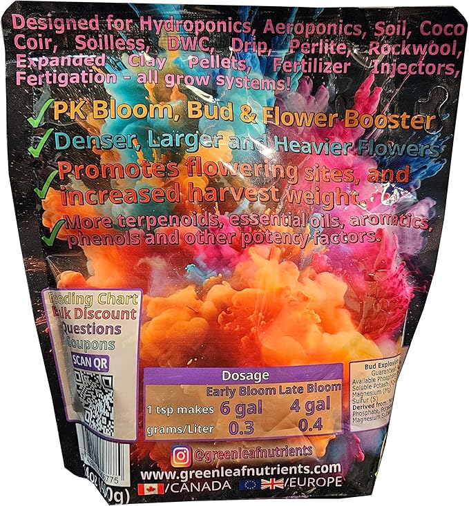 Bud Explosion PK Bloom Budding Fruiting Flowering Booster for Soil and Hydroponics - Makes 2000 gallons