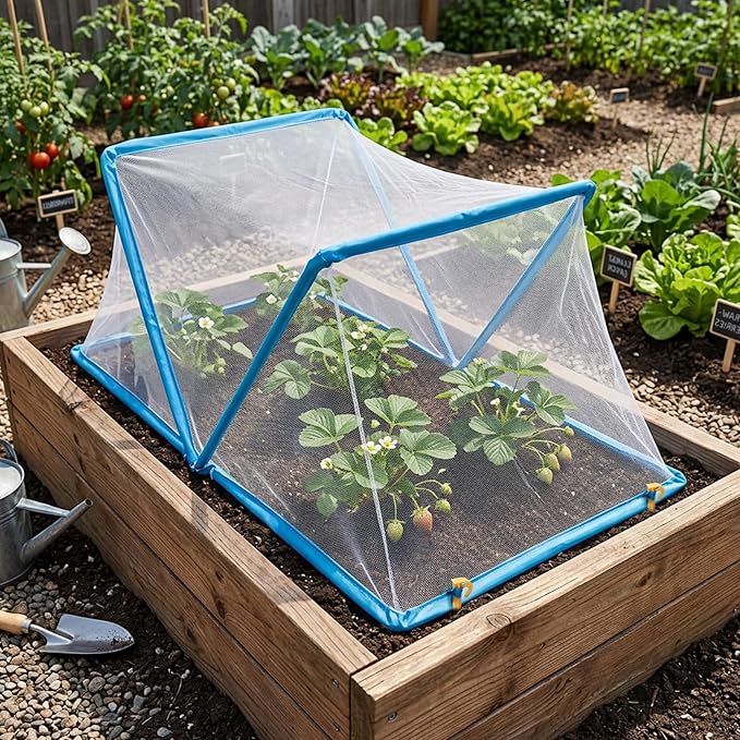 2 Pcs Foldable Garden Covers for Raised Beds, 35" x 13" x 15" Garden Bed Insect Bird Netting Plant Cover, Garden Rows Pest Barrier Plant Protector Mesh for Protecting Vegetables Fruits Flowers