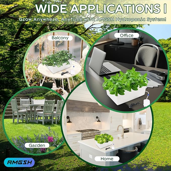 Hydroponics Growing System Kit with Air Pump, Bubble Stone, 12-Hole Indoor Hydroponic System Grow Box, Indoor Gardening System & Hydroponic Kit Vegetable & Herb Garden Starter Kit