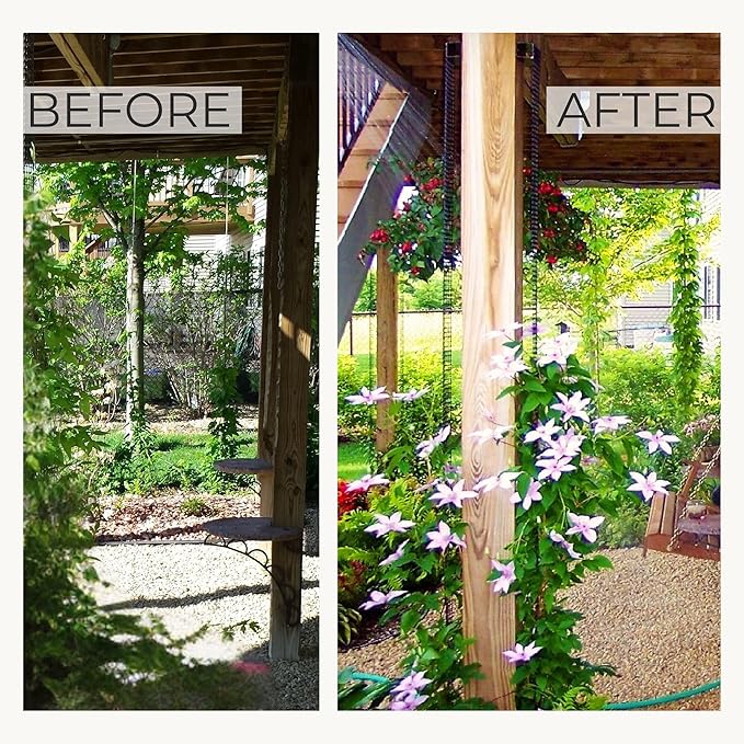 Deck Post Trellis for Posts and Columns, 108 in x 4 in Narrow Climbing Plant Support, HDPE Mesh Vine Trellis for Clematis and Vines, Scroll Trellis 1-Pack