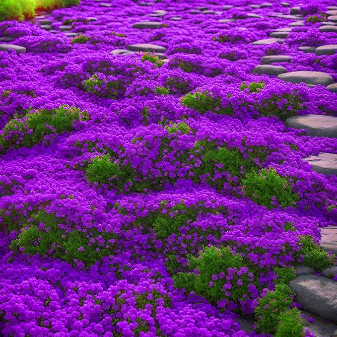 2000+ Mix Creeping Thyme Seeds Ground Cover for Planting - 4 Perennial Thyme Non-GMO Heirloom Lavender hues, Purple, Red, Yellow Beautiful Flower