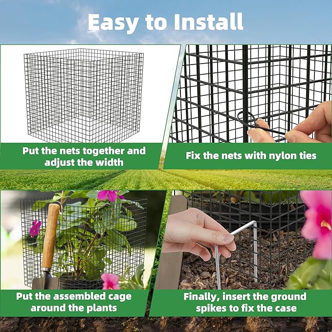 UNIFAMILY 8Pcs Plant Protectors from Animals, 2 Pack Metal Wire Plant Cage, Garden Protector Cage from Deer, Mesh Garden Protector from Rabbits, Chicken Wire Plant Covers from Animals