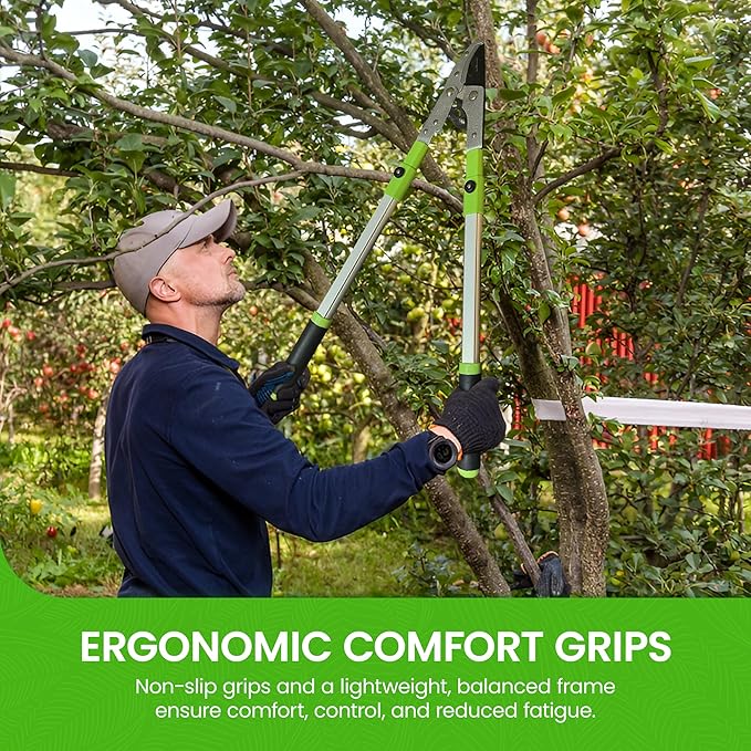 GARDEN GURU Extendable Anvil Lopper Tree Trimmer with Compound Action, Chops Thick Branches with Ease, 28-40”, Non-Stick High Carbon Steel Blade, Heavy Duty Branch Cutter, 2 Inch Clean Cut Capacity