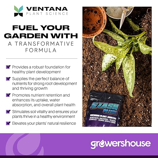 Stash Blend Premium Plant Additive Root Hormone for Plants - with Corn-Steep Liquor, Seaweed Powder, Humic Acid, Mycorrhizae, Microbial Bacteria, Soluble Silicon - Ideal for Gardeners and Growers