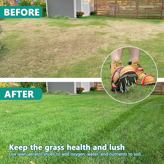 DenForste Lawn Aerator Shoes for Grass - Pre-Assembled Grass Aerator Shoes for Lawn - Soil Yard Aerator Tool for Aerating Patio Garden, Colorful