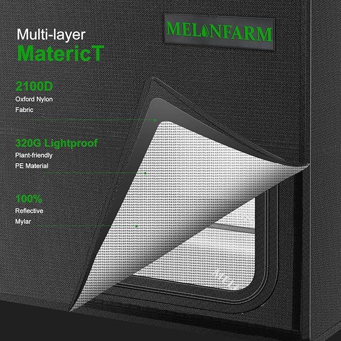 MELONFARM 24"x16"x24" Grow Tent, Double Transparent Viewing Door Indoor Grow Tent, Growing Tent with High Reflective Mylar & Floor Tray, Plant Tent for Indoor Hydroponics Growing