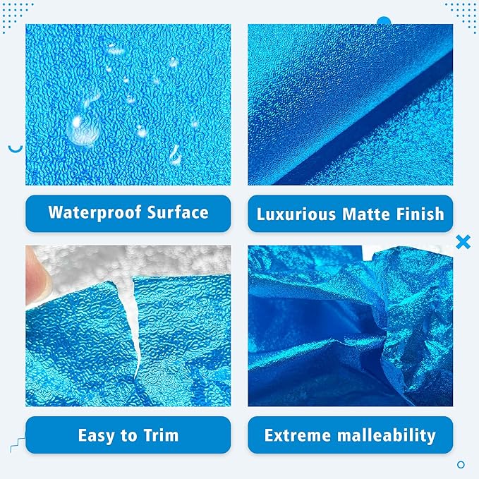 10 PCS Foil Wrap for Potted Plant, 19.7×19.7 inches Blue Floral Foil Plant Pot Covers, Matte Texture Wrapping Paper for Christmas Plant Pot, Foil Wrapping Paper for DIY Flower Pot (Blue)