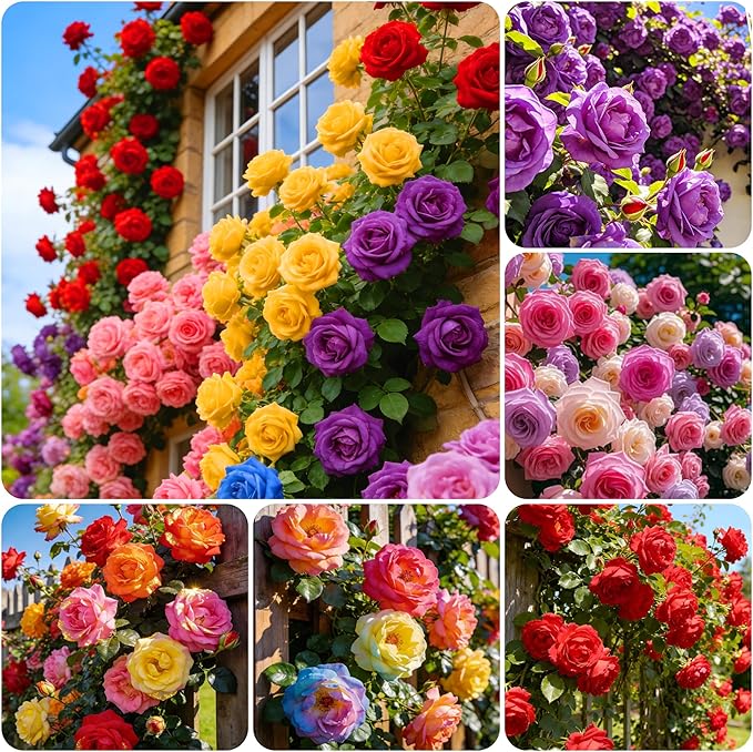 300+Climbing Rose Bush Seeds for Planting Outdoors-Perennial Flowering Plant for Trellises Arbors Garden Borders