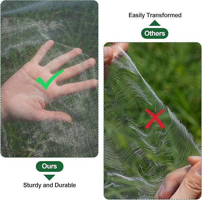 10 * 50FT Ultra Fine Garden Mesh Netting Pest Barrier, White Plant Covers for Outdoor Patio Greenhouse Crops Vegetables Fruit Flower Garden Protection, Row Covers Fabric Screen Insect Bug Bird Netting