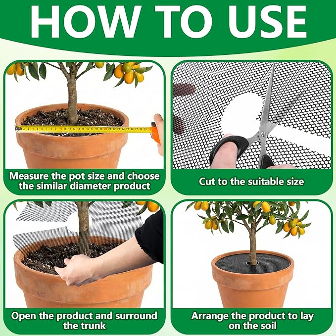 Adnee 8 Pcs 15.7 Inch Plant Pot Grids, Cuttable Plant Pot Soil Covers Protectors from Animals, Indoor Round Planter Pots Soil Guard for Outdoor Garden Plants Protection