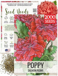 Seed Needs Poppy Seeds for Planting Salmon Peony Poppies - Heirloom & Open Pollinated Flowers to Attract Butterflies & Pollinators to a Butterfly Garden (1 Pack)