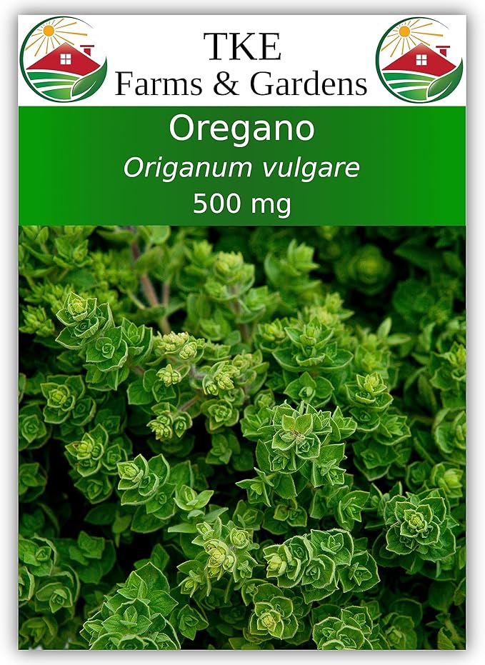 TKE Farms & Gardens - Oregano Seeds for Planting, 3000+ Non-GMO Heirloom Seeds, 500mg, Open Pollinated Perennial Herb, Origanum vulgare, for Indoor & Outdoor Gardens, Qty 1