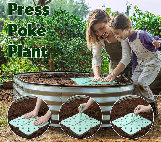 Seed and Seedling Spacer Tool for Garden // Square Foot Gardening Seed Template for Organized Plants, Vegetables & Fruits // Spacing Tool Kit for Planting (Green)