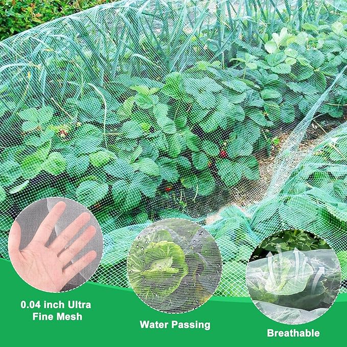 Garden Netting Pest Barrier, 10 X 50FT Insect Netting for Garden Raised Beds, Garden Bug Netting Plant Mesh for Blueberry Bushes, Figs, Plants, Vegetables Protection