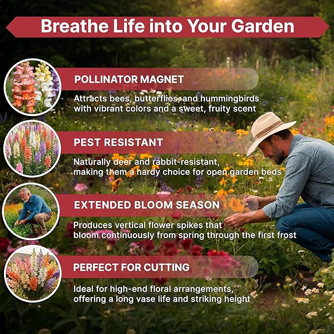 414,500+ Snapdragon Flower Seeds Pack 1 oz - Non-GMO Heirloom Snapdragon Seeds for Planting Indoor & Outdoor Gardening, Flower Seed for Home and Garden in Individual Packet, Floral Perennial Mix