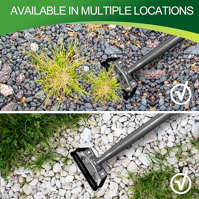Walensee Stirrup Hoe Garden Tool, Hollow Trapezoid Weeding Tool with 14 Inch Scuffle Loop, Sharp Metal Hand Cultivator Rake for Lawn, Garden or Greenhouse, Durable Grass Scraper, Mini Gift, Grey