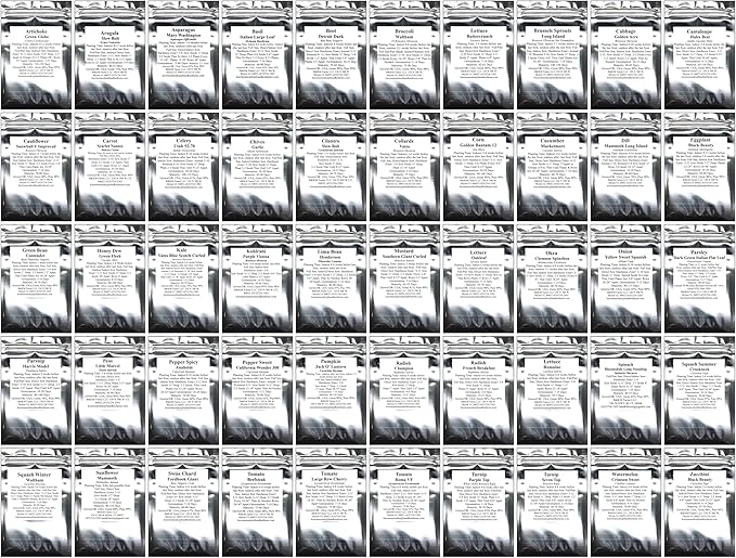 Survival Seed Vault: 50 Varieties, 50,000+ Non-GMO Heirloom Seeds - 5+ Year Supply in Secure Bucket + Growing Guide by B&KM Farms