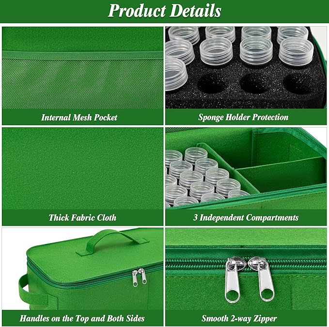 GOCOHHI Seed Storage Organizer, 60 Slots Seed Saving Box, Thick Fabric Seed Bin 3 Compartment Seed Packet Container for Vegetable Flower Plants Garden