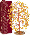 KARMAPLEDGE Citrine Crystal Tree of Life, Healing Crystals and Stones Tree for Home and Office Desk Decoration, Positive Energy, Money, Good Luck, Handmade Feng Shui Spiritual Gifts for Women