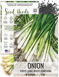 Seed Needs Onion Seeds for Planting Tokyo White Bunching Long Day Onions - Non-GMO Heirloom & Untreated Vegetable Seeds to Plant an Outdoor Home Grown Veggie Garden (1 Pack)