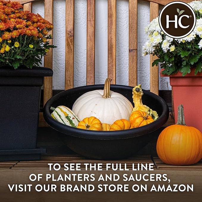 The HC Companies Shallow Planter with Drainage - Contemporary Garden Bowl Planter for Flowers, Herbs & More - Round Succulent Planter Pot for Indoors and Outdoors (15.5" Cottage Stone, Pack of 1)