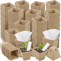 Hahood 120 Pieces Peat Pots Plant Starters 2.3 Inch Square Peat Pots for Herb Seedlings Garden Germination Nursery Pots Organic Germination Plant Starter with Plant Markers Labels for Plants Supplies