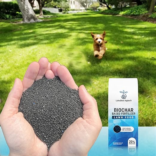LakeDew Biochar Lawn Fertilizer 16‑0‑8 – Moisture Retention & Microbial Boost – Fix New Construction or Sandy Soils – Eco‑Friendly, Covers 2,500‑6,000 sq ft