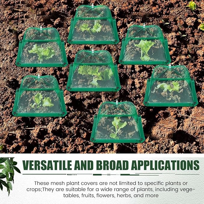20 Pcs 17 Inch Mesh Plant Cover Plant Protectors from Animals Outdoor Plant Tent for Vegetables Food Cover Net Garden Netting Cover Collapsible Plant Umbrella to Keep Small Animals Out