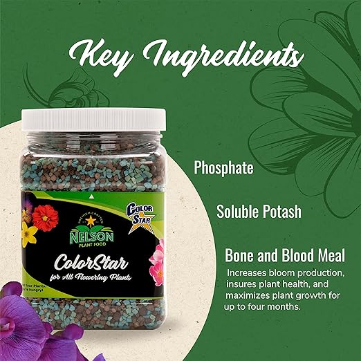 Nelson Plant Foods ColorStar Outdoor & Indoor Plant Fertilizer - Nutrient-Dense Plant Food to Increase Bloom Size & Quantity - 4-5 Months of Feeding (2 lb.)