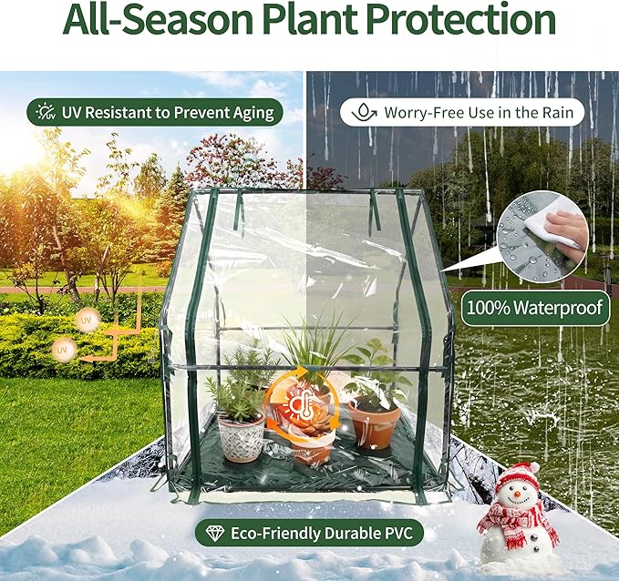 Mini Greenhouse 36"x36"x42" Plant Cover Tent Seed Starting Waterproof Floor Mat Small Plant Tent for Use on Patio Balcony Porch & Indoors/Outdoors
